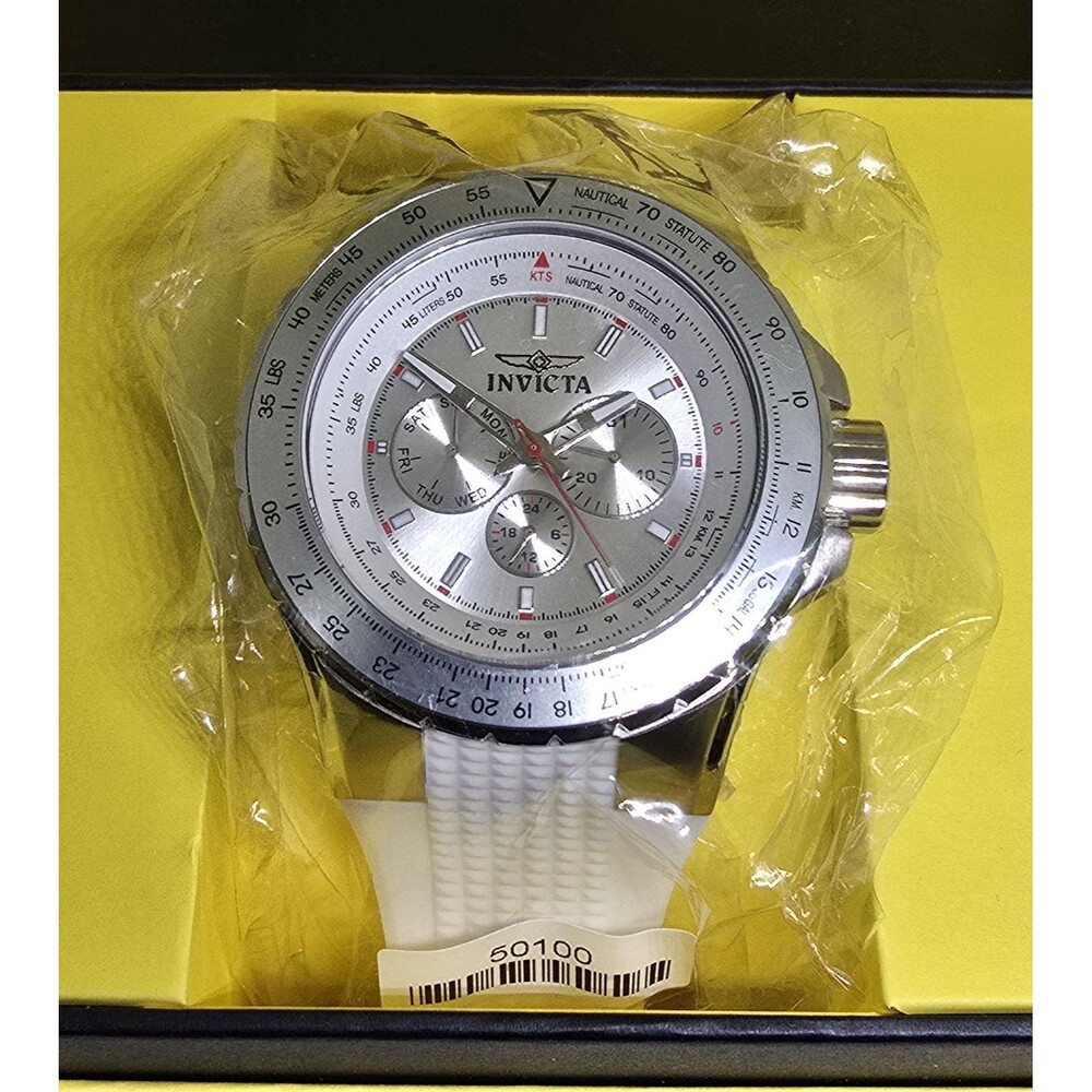 Invicta Aviator Skyshock Men's Watch 50mm White Silver 50100 Brand New